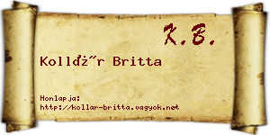 Kollár Britta névjegykártya